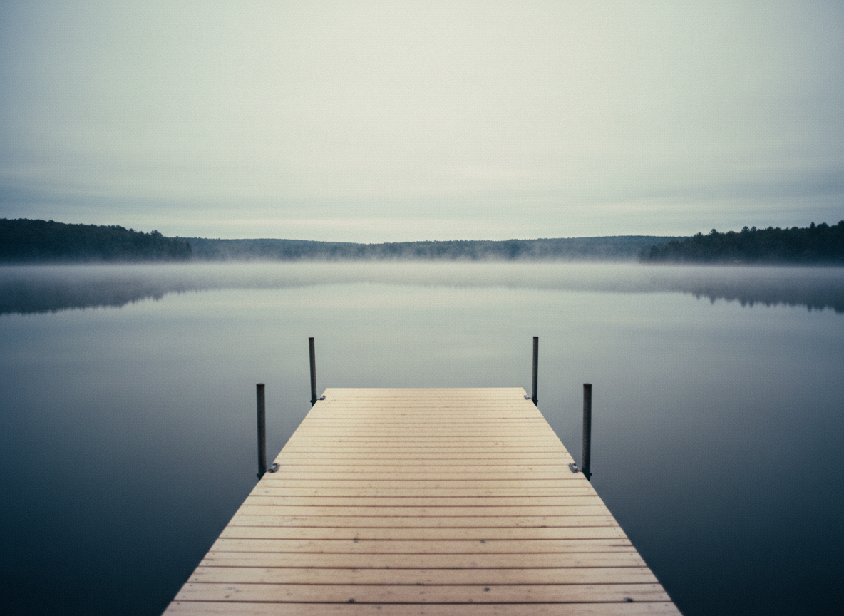 Misty lake at dawn